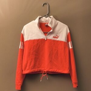 Puma - Like New - Salmon and White Quarter-Zip  Women's Sweater